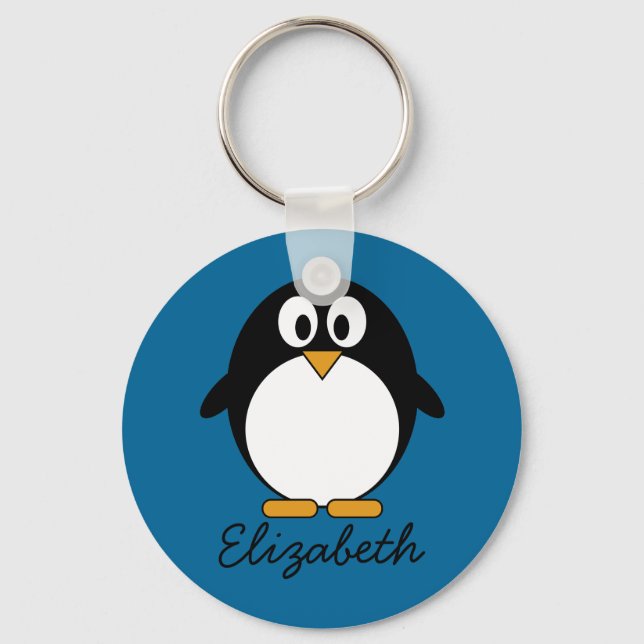 Porte-clés cutoon penguin blue background (Recto)