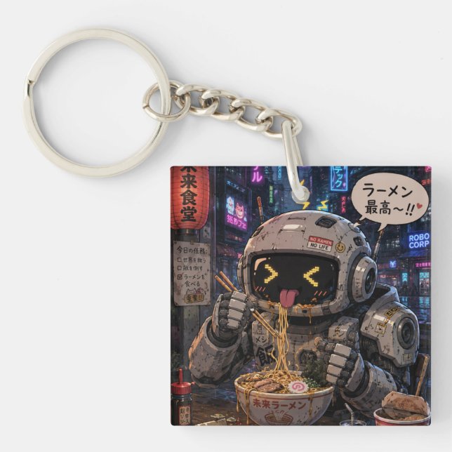 Porte-clés Cyber Bites – Nuit de ramen robot (Devant)