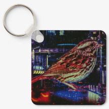 Cyberpunk Sparrow dans Neon Cityscape