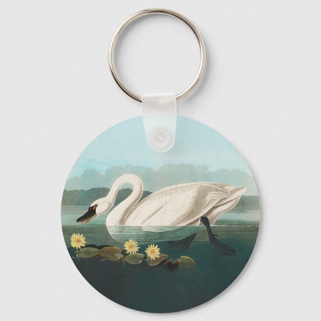 Porte-clés cygne audubon cygnes d'eau blanche (Recto)