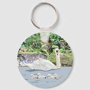 Porte-clés Cygne et cygneaux