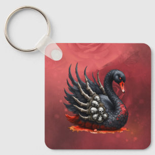 Porte-clés Cygne noir d'os – Élégance gothique