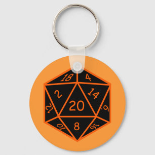 Porte-clés D20 noir et orange