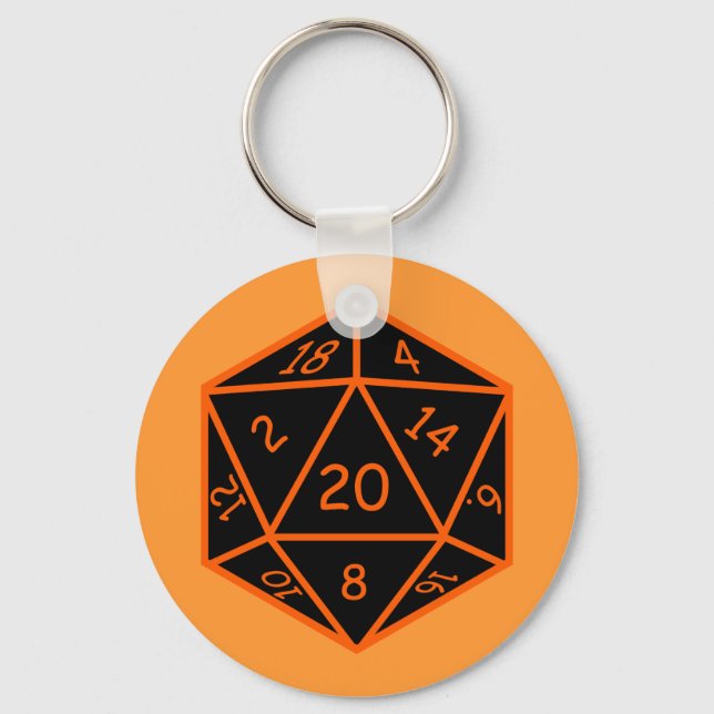 Porte-clés D20 noir et orange (Recto)