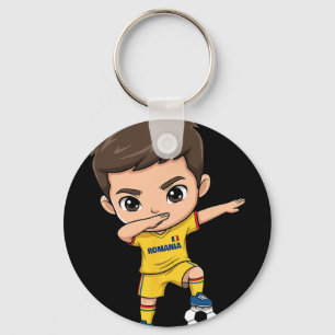Porte-clés Dab de Roumanie Enfant Goal Cartoon Drapeau Roumai