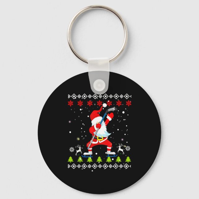 Porte-clés Dabbing Santa Hockey Ugly Christmas Sweater Xmas  (Recto)