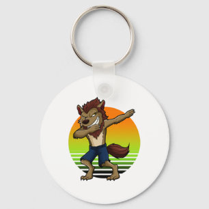 Porte-clés Dabbing Werewolf Retro Sunset Halloween Garçons En