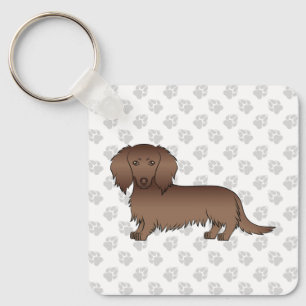 Porte-clés Dachshund à longs poils au chocolat Chien de dessi