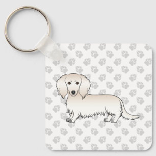 Porte-clés Dachshund à poils longs crème Chien de dessin anim
