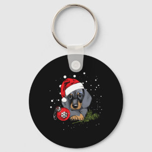 Porte-clés Dachshund Chien sapin de Noël Lumière Père Noël No