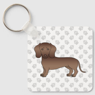 Porte-clés Dachshund de dessin animé mignon aux cheveux lisse