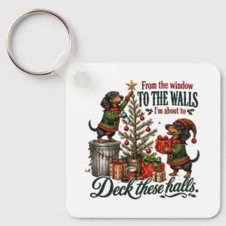Porte-clés Dachshund de Noël drôle