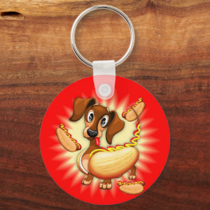 Porte-clés Dachshund Hot Dog