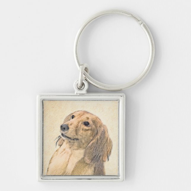 Porte-clés Dachshund (Longhaerien) Peinture - Art Chien origi (Devant)