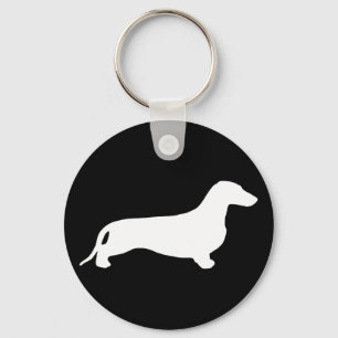 Porte-clés Dachshund silhouette blanche + vos idées