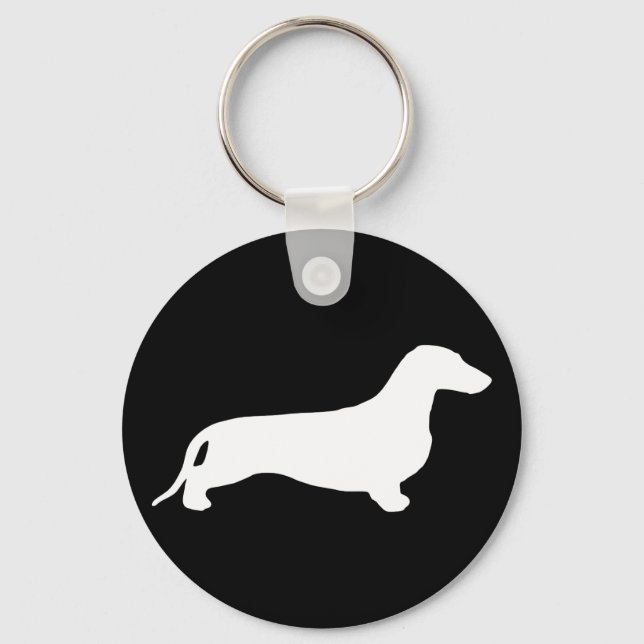 Porte-clés Dachshund silhouette blanche + vos idées (Recto)