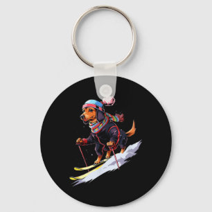 Porte-clés Dachshund Ski Chien Ski Ski Ski Hiver Neige Hommes