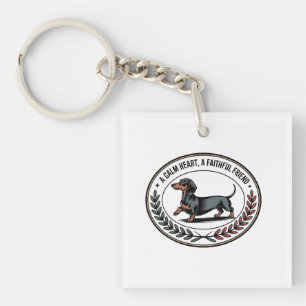 Porte-clés Dachshund Un Cœur Calme, Un Ami Fidèle