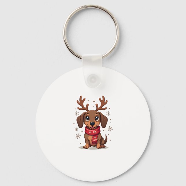 Porte-clés Dachshund Winter Joy (Recto)