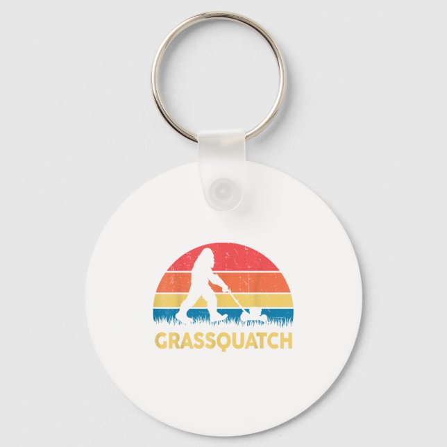 Porte-clés Dad Lawn Mowing Grquatch Bigfoot Mower Gift Funny  (Recto)