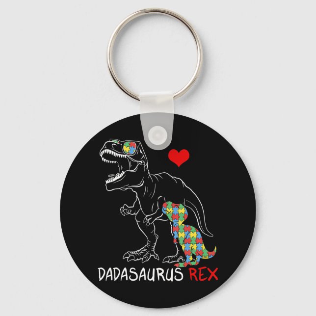 Porte-clés Dadasaurus Daddy Rex Sensibilisation sur l'autisme (Recto)