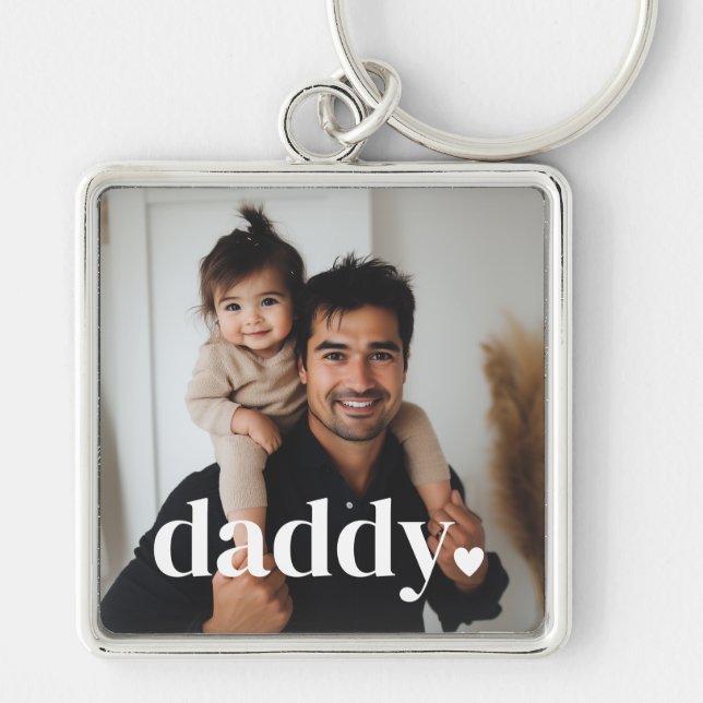 Porte-clés Daddy Heart - Photo de première Fête des pères (Devant)