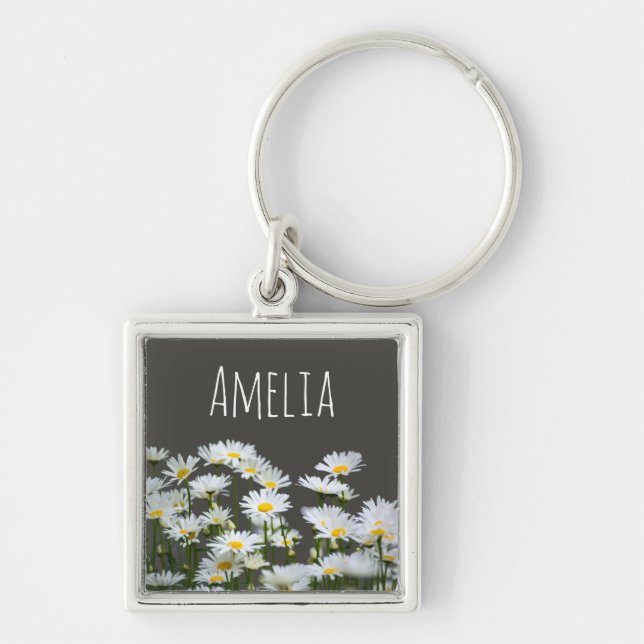 Porte-clés Daisies on Gray Personalized (Devant)