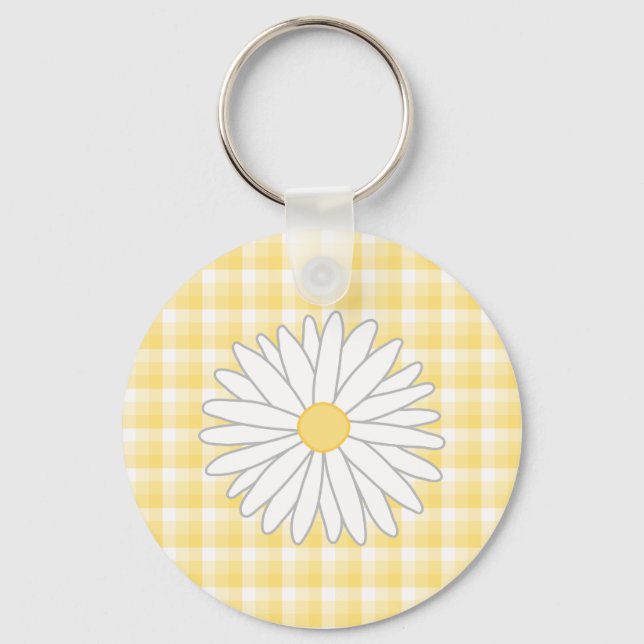 Porte-clés Daisy Flower à Yellow et White. (Recto)