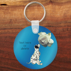 Porte-clés Dalmatian Puppy White Rose Cute Personalized