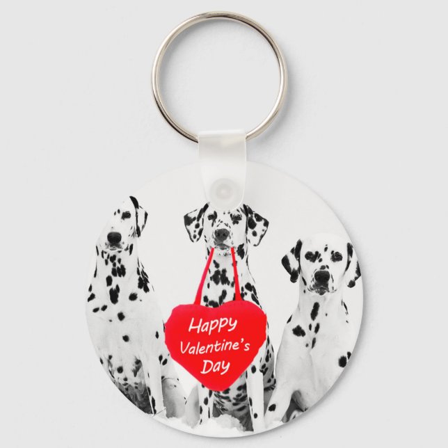 Porte-clés Dalmatiens Heureuse Sainte-Valentin de coeur de ch (Recto)