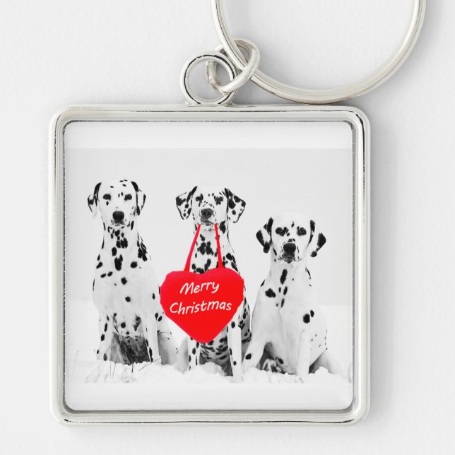 Porte-clés Dalmatiens souhaitant un joyeux porte - clé de Noë (Devant)