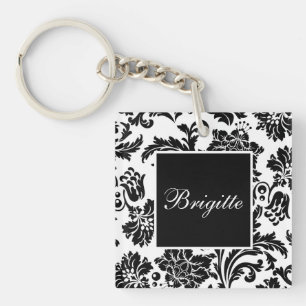 Porte-clés Damas noir et blanc
