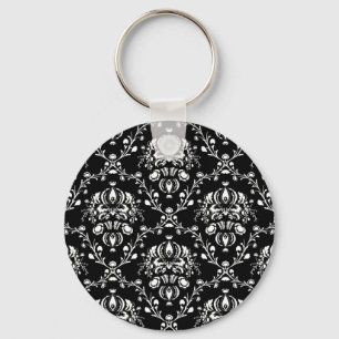 Porte-clés Damas noir et blanc