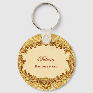Porte-clés Damassé vintage G305 d'or de faveur de mariage de