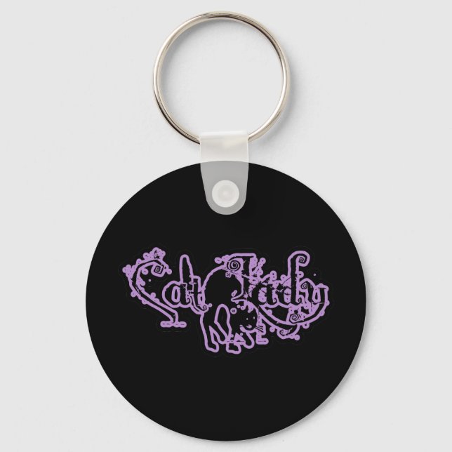 Porte-clés Dame de chat violet (Recto)