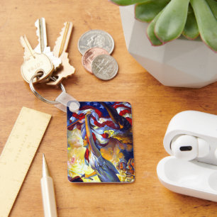 Porte-clés Dame de la Liberté patriotique vintage Drapeau amé