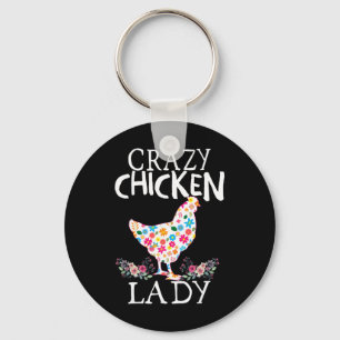 Porte-clés Dame de poulet folle Amoureux de poulet drôle pour
