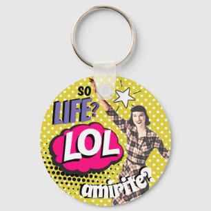 Porte-clés Dame Rétro Pop Art de Bande Dessinée Drôle