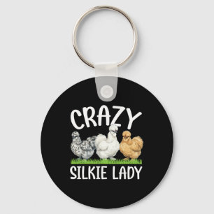 Porte-clés Dame Silkie folle Amoureuse de Poule Soie Propriét