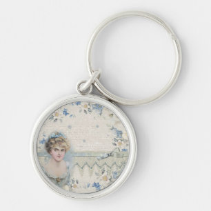 Porte-clés Dame victorienne vintage shabby chic avec des fleu