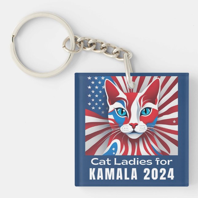 Porte-clés Dames de chat pour Kamala 2024 Démocrate (Devant)