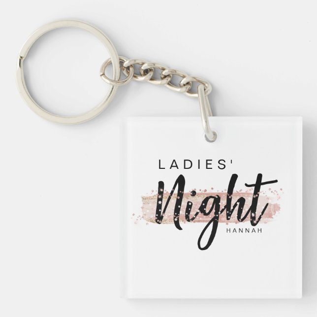 Porte-clés Dames Nuit Aquarelle Blush Bachelorette Party (Devant)