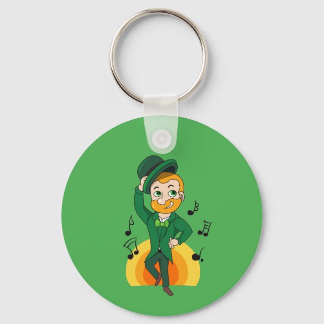 Porte-clés Dancing leprechaun, dessin animé de la Saint Patri (Recto)