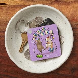 Porte-clés Dancing Mice Nom et âge Bonne fête d'anniversaire