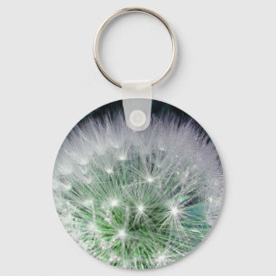 Porte-clés Dandelion cool vert et blanc avec gouttes d'eau