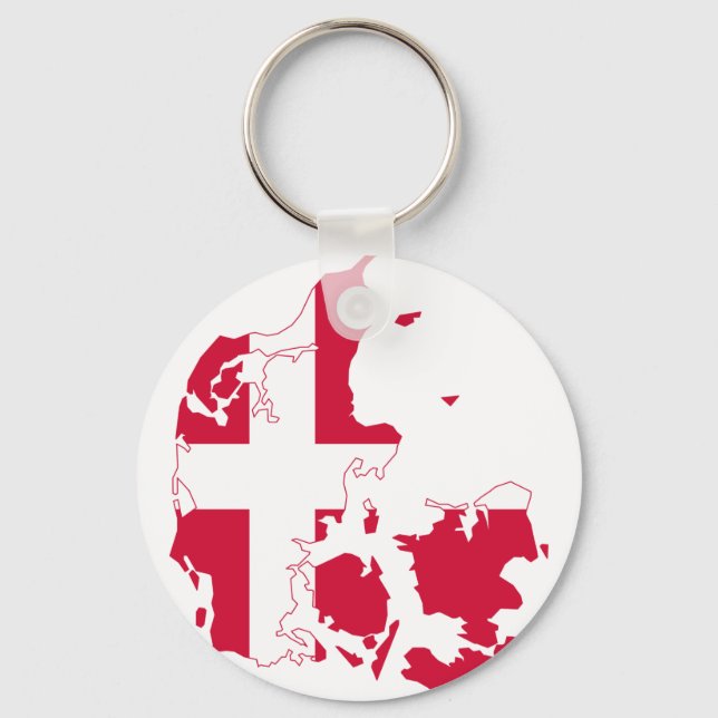 Porte-clés Danemark Carte Drapeau DK (Recto)