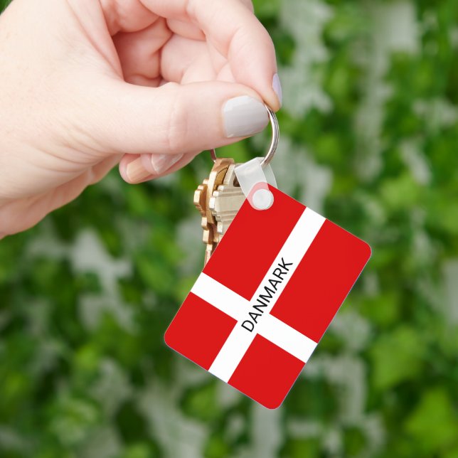 Porte-clés Danemark drapeau cadeau porte - clé personnalisé (main)