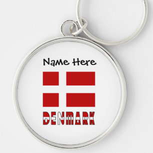 Porte-clés Danemark et drapeau danois avec votre nom