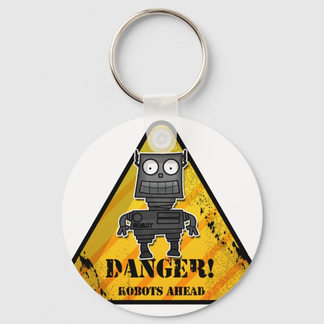 Porte-clés Danger ! Robots Devant (Recto)