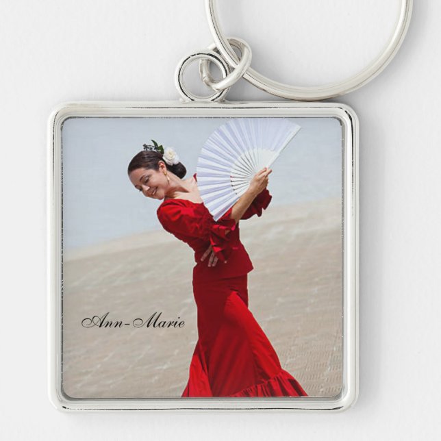 Porte-clés Danseuse de flamenco Belle robe rouge personnalisé (Devant)